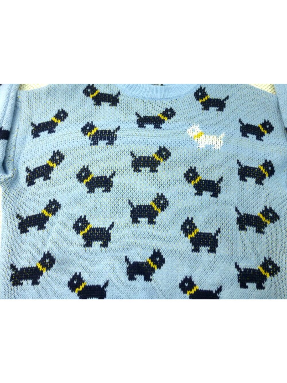 NWT Stranger Things No Boundaries Scottie Dog Sweater Blue M Netflix Ribbed Knit - Picture 8 of 15